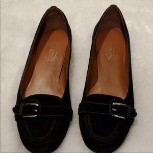 Talbots Black Suede Buckle Loafers